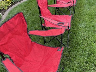Red Folding Camp Chairs with Cupholders - Set of 4