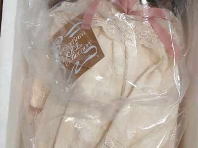Vintage Gorham Doll Collection Porcelain Doll in Box with Pink Bonnet