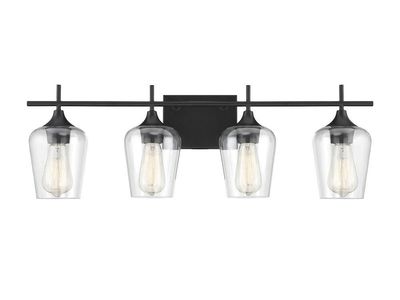 Transitional/ Modern Traditional 4 Light Bathroom Vanity in Black Finish