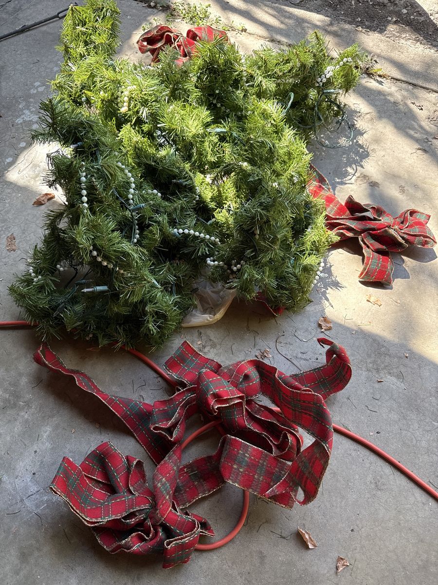 6 ft artificial tree + other Christmas stuff
