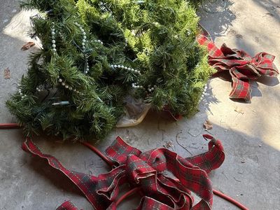 6 ft artificial tree + other Christmas stuff