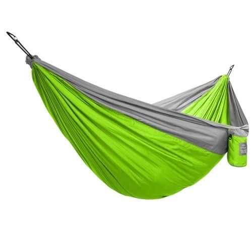 Portable Camping Hammock - Green and Gray with Stuff Sack
