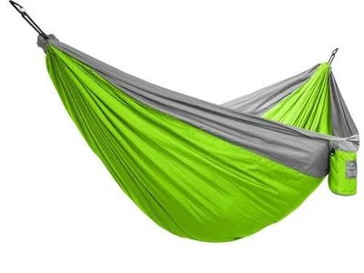 Portable Camping Hammock - Green and Gray with Stuff Sack