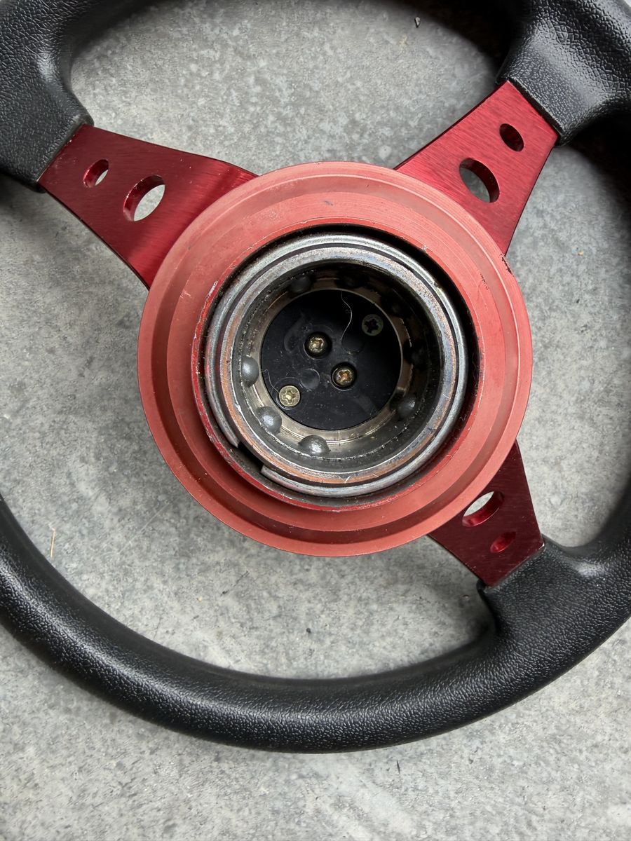Red and Black 3-Spoke Custom Steering Wheel with Quick Release Hub