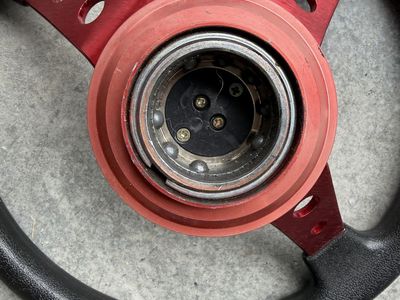 Red and Black 3-Spoke Custom Steering Wheel with Quick Release Hub