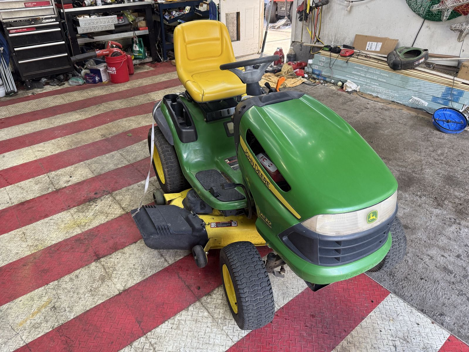 John Deere LA130 Automatic Riding Lawn Mower - Used, Green/Yellow