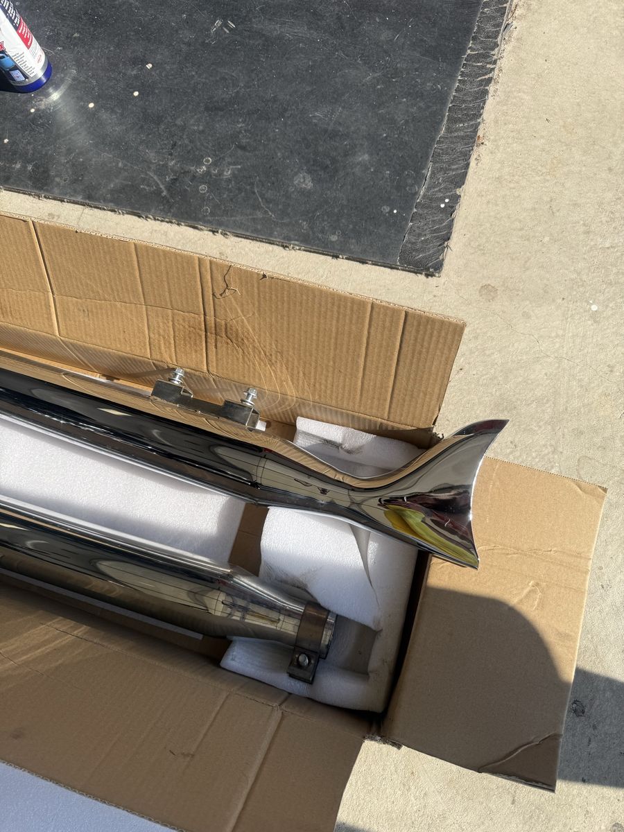 Chrome Fishtail Slip-On Motorcycle Exhaust Pipes Pair