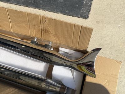 Chrome Fishtail Slip-On Motorcycle Exhaust Pipes Pair