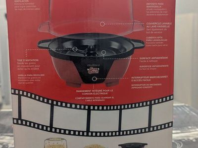 West Bend Stir Crazy 5.67L Electric Popcorn Maker - Vintage Red with Non-Stick Surface