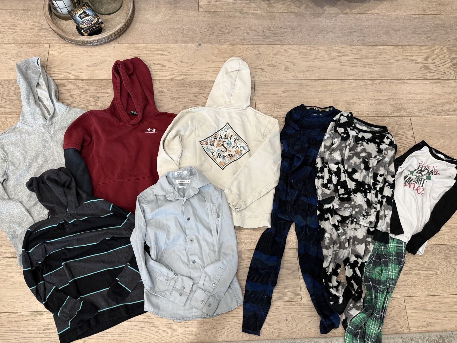 Lot of 11 Boys Hoodies, Button Down Shirts Under Armour Salty Crew Calvin Klein