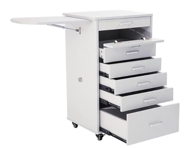 Professional Utility cart for Medical or Dental Instruments Storage W/Side Shelf & Wheels