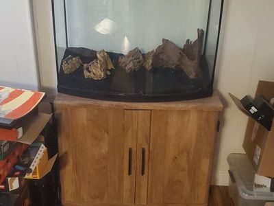 35 gallon bowfront aquarium + stand + accessories