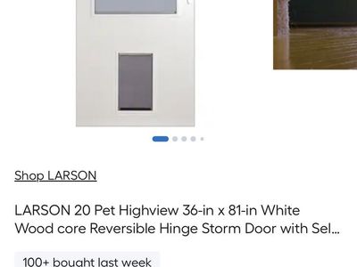 LARSON 20 Pet Highview 36-in x 81-in White Wood core Reversible Hinge Storm Door
