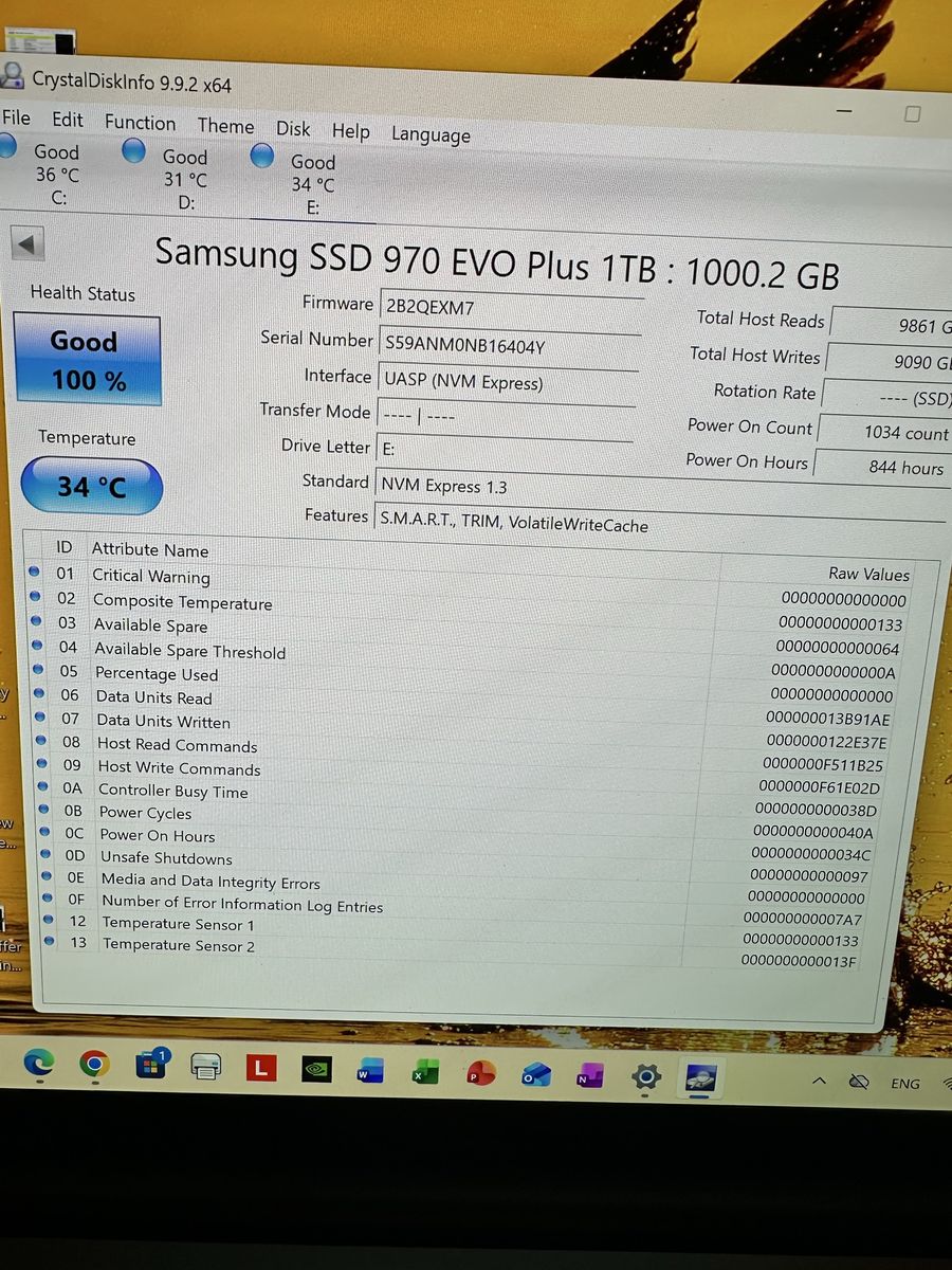 Samsung 970 EVO Plus 1 TB or 1000 GB NVMe SSD