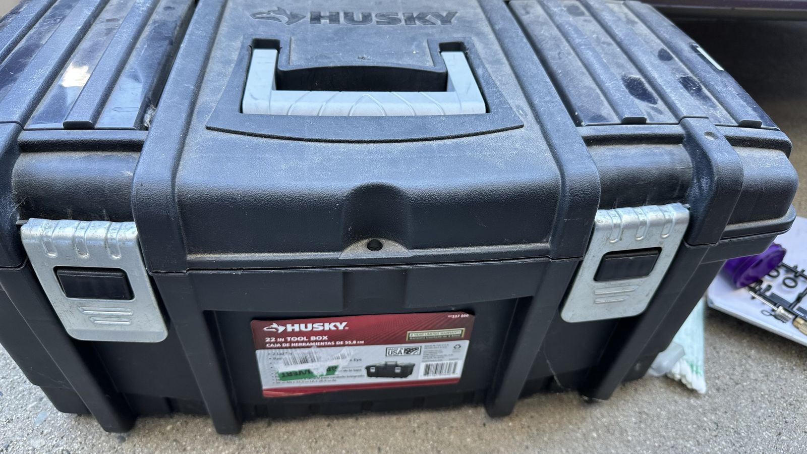 Husky 22 in. Plastic Tool Box, Portable Storage Organizer with Metal Latches