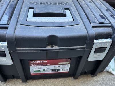 Husky 22 in. Plastic Tool Box, Portable Storage Organizer with Metal Latches