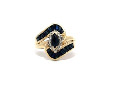 4.0gr Size 6.25 10K Yellow Gold Blue Stone Ring