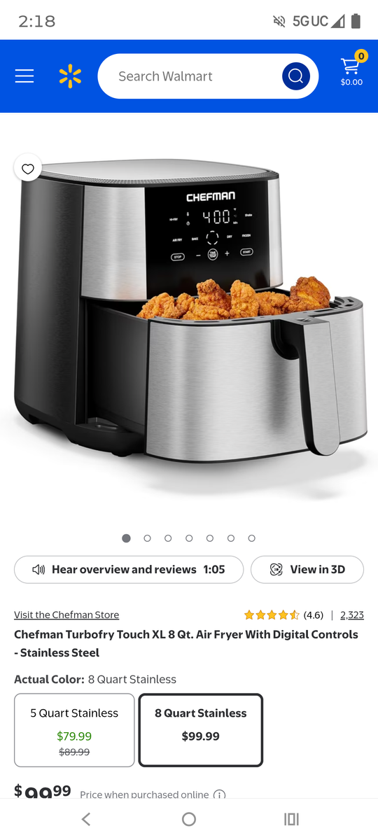 New Chefman turbo fry touch 8 Qt. Air fryer