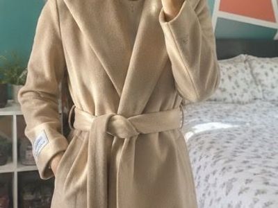 Calvin Klein Women's Tan Hooded Belted Wrap Coat Size 6