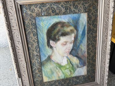 Letter Reader Oil Pastel I Original Frame