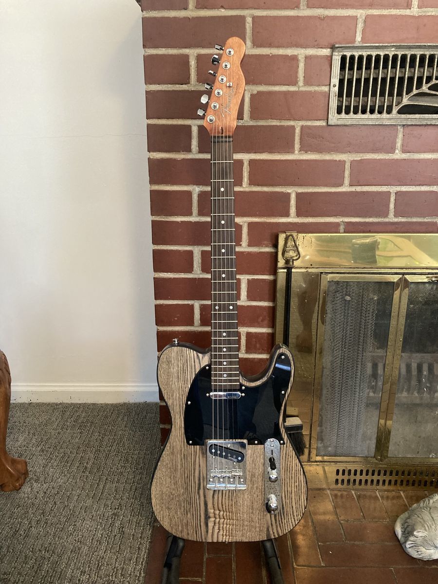 Custom Built Telecaster Style Electric Guitar - Wood Grain Finish, Black Pickguard