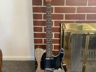 Custom Built Telecaster Style Electric Guitar - Wood Grain Finish, Black Pickguard