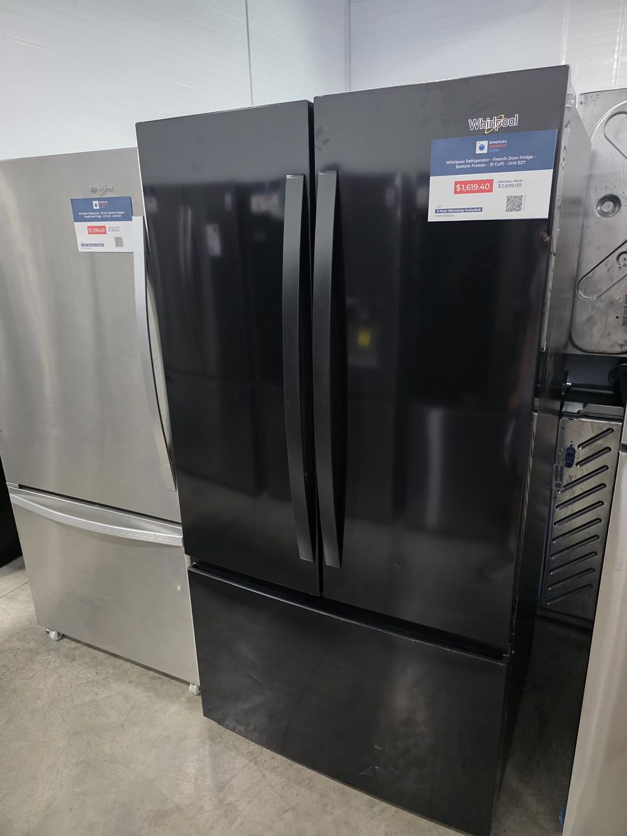 Whirlpool 31 Cu Ft French Door Refrigerator — Stainless Steel, Bottom Freezer, Brand New