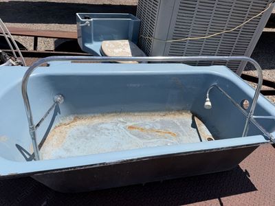 Vintage 1950’s Blue Cast Iron Bathtub - Used, Classic Bathroom Fixture