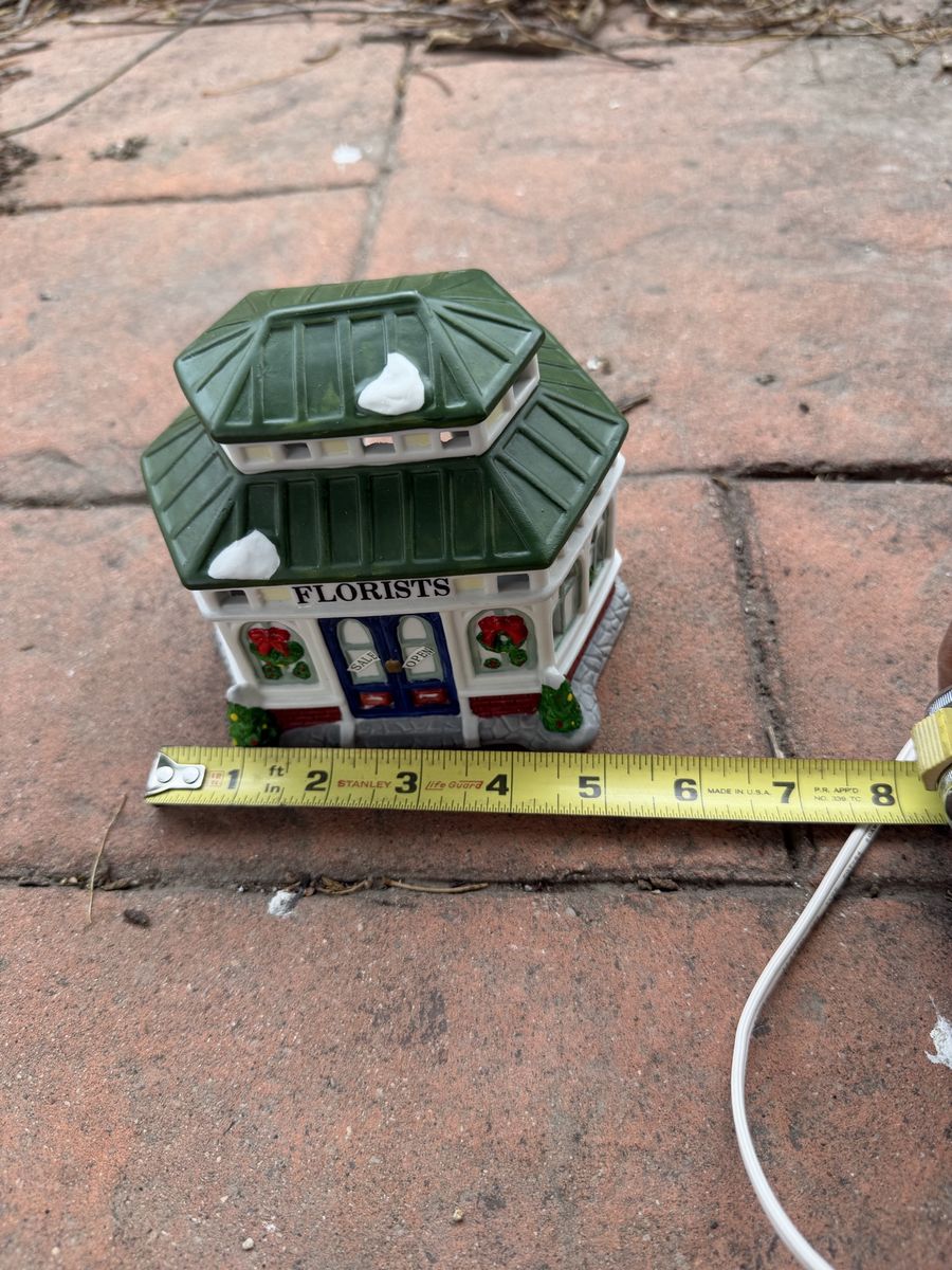 Ceramic Christmas Village Florists Shop Holiday Decor Lighted Building