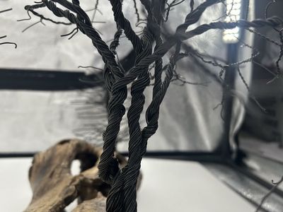 Handmade Black Wire Tree Sculpture on Driftwood Base - Unique Artistic Decor