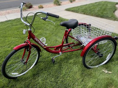 Brand New Adult Tricycle, 24" 1-Speed Three Wheel Bicycle, Cruiser Trike with Large Basket