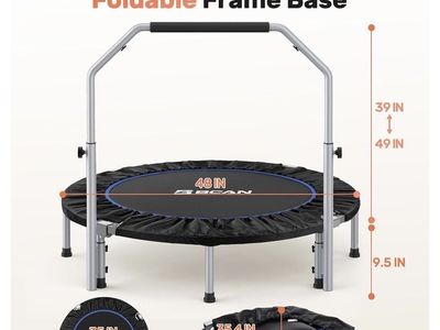 Fitness Trampoline, 48” BCAN SP2 Foldable Mini Trampoline With Handle
