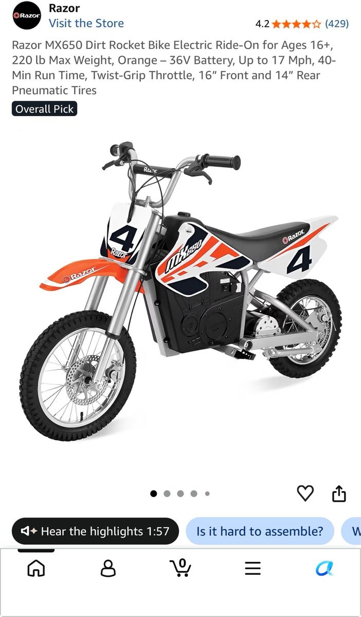 Razor MX650 Electric Dirt Bike