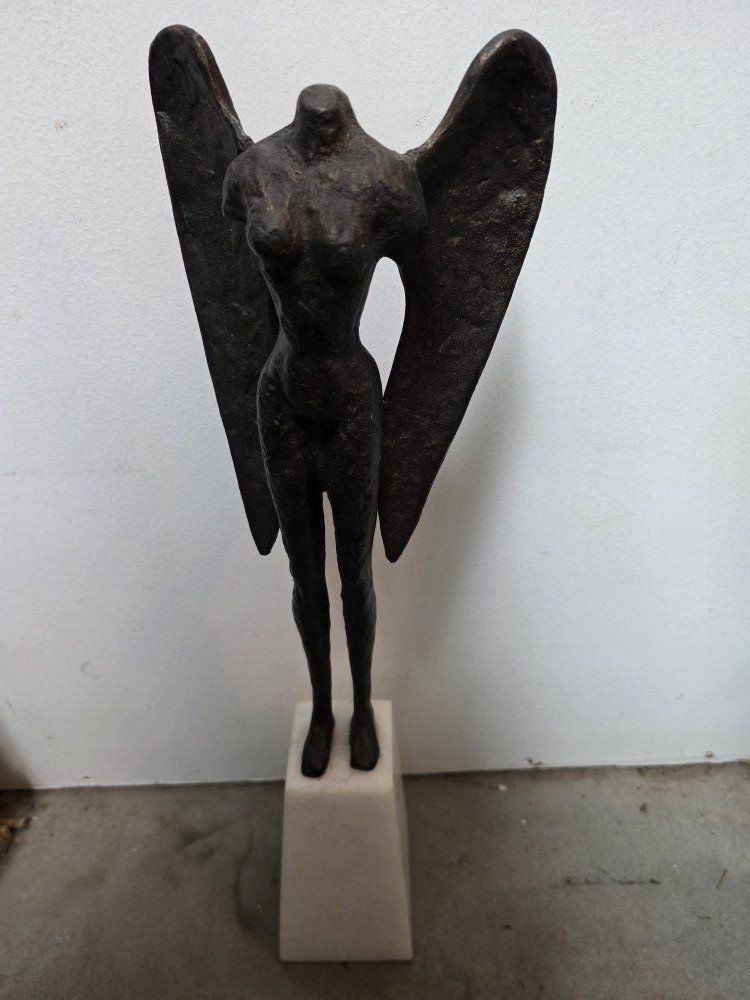 Antique Bronze Metal  Angel Sculpture
