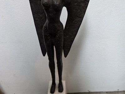 Antique Bronze Metal Angel Sculpture
