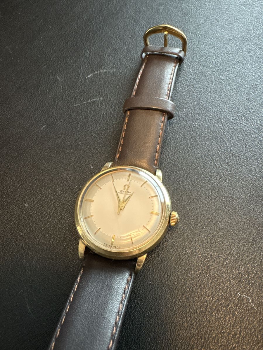 Vintage Omega Automatic Watch - Brown Leather Strap - Non-Working