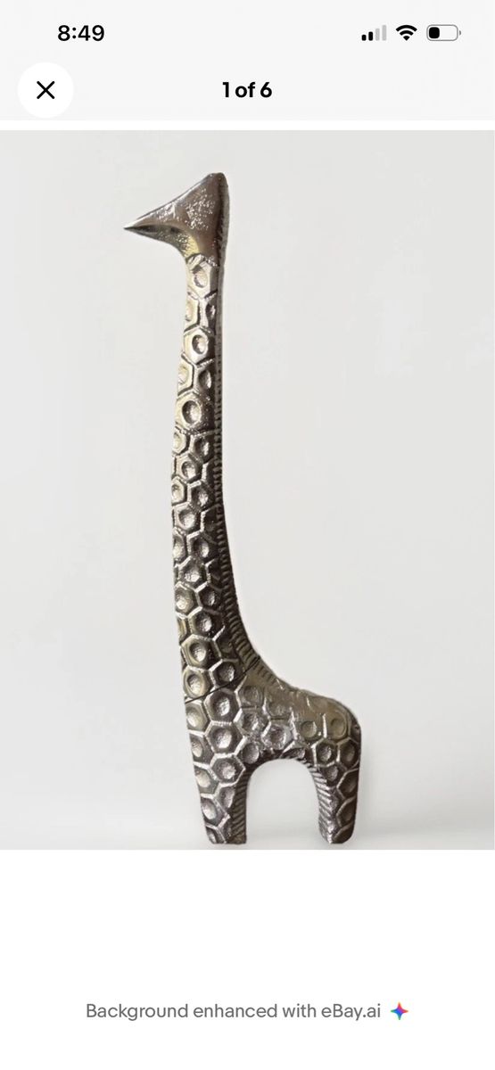 Vintage Metal  Giraffe Figurine Mid Century Modern Animal Sculpture 15 In New
