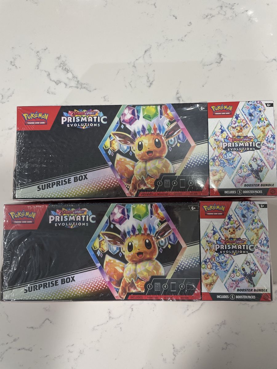 Pokemon TCG Scarlet & Violet Prismatic Evolutions Surprise Boxes & Booster Bundles Factory Sealed