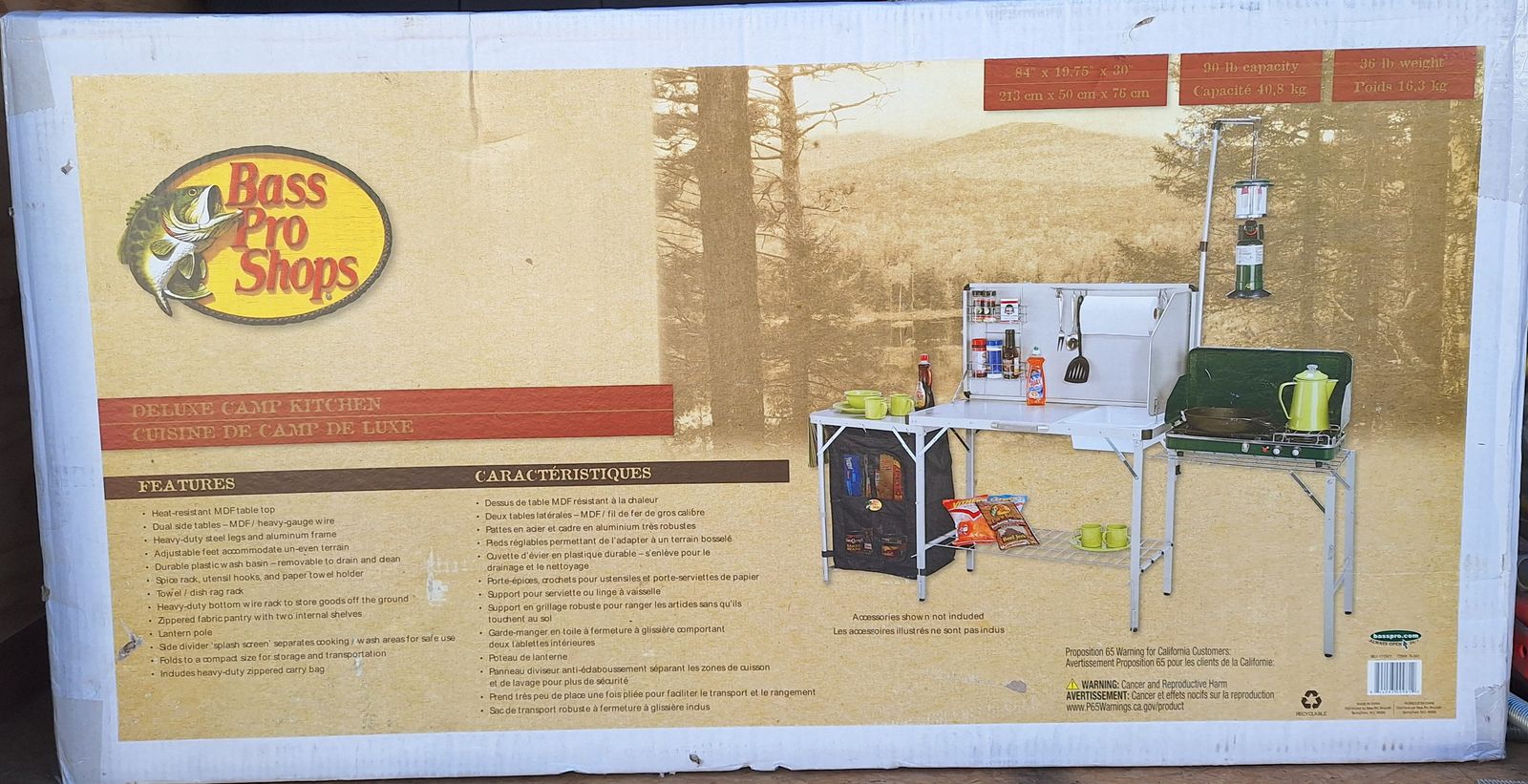 Bass Pro Shops Deluxe Camp Kitchen - Portable Folding Camp Table with Sink and Lantern Pole