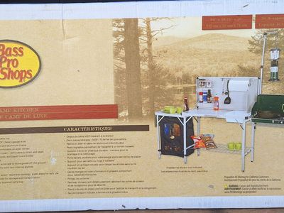 Bass Pro Shops Deluxe Camp Kitchen - Portable Folding Camp Table with Sink and Lantern Pole