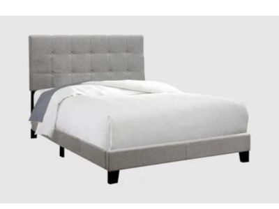 Lucy Grey Full Linen Upholstered Button Tufted Panel Bed