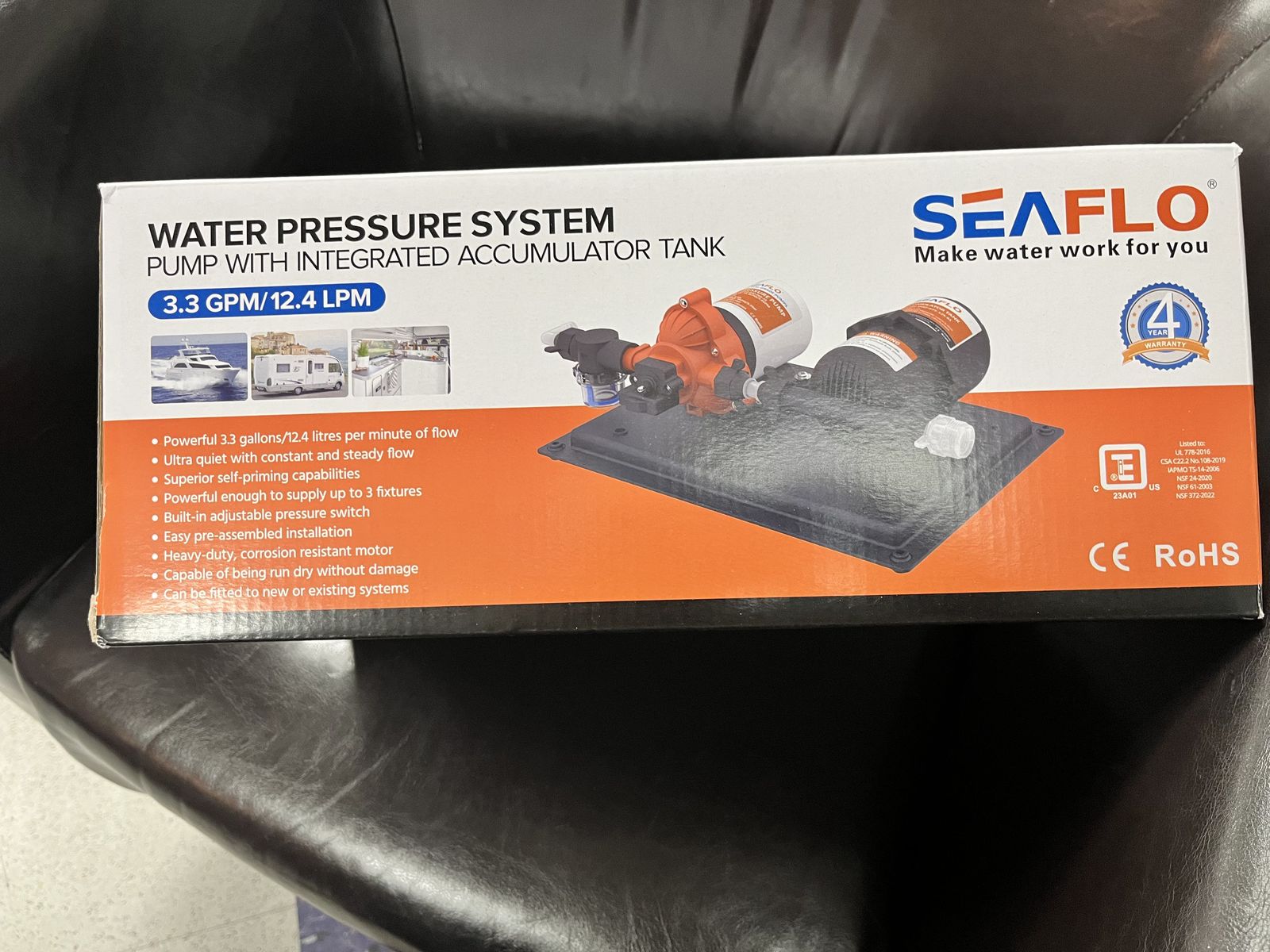 Seaflo Water pump & tank for RV or off grid