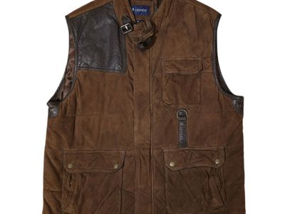Daniel Cremieux Brown Leather Suede Quilted Vest - Men's XL - Excellent Condition