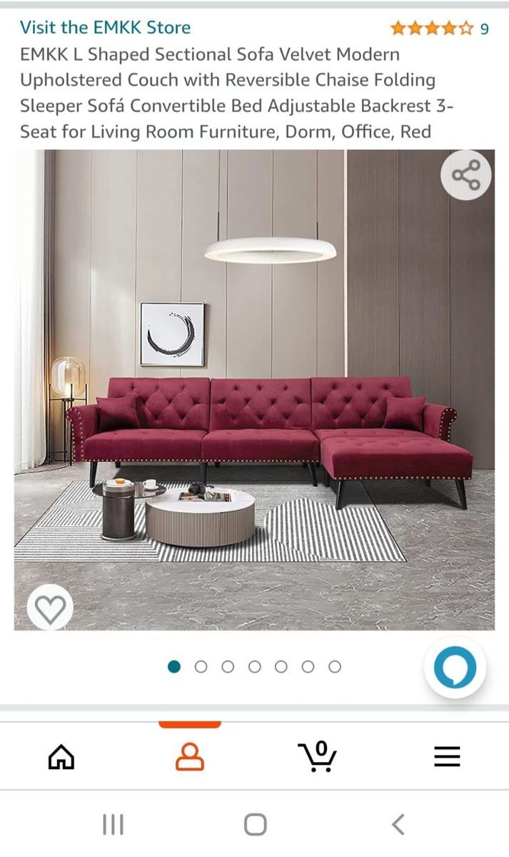 L-Shaped Sectional Sofa Velvet Modern