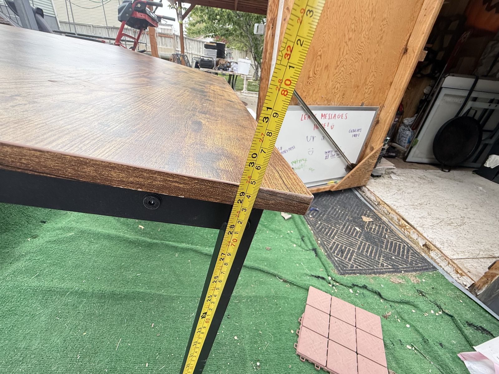 Large Wood Finish Desk/Table with Metal Legs - 55" Length, 30.5" Height