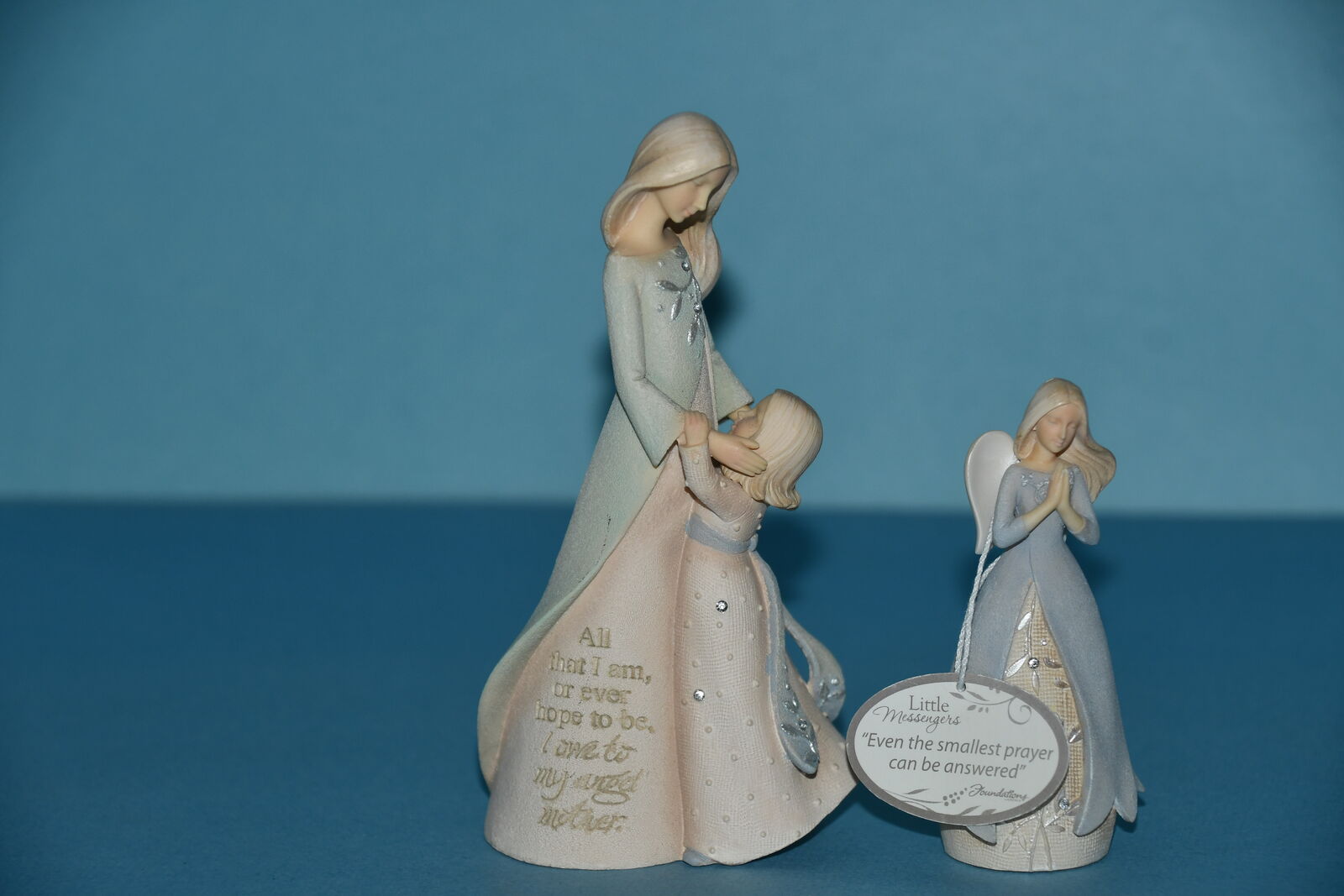 2 ENESCO FIGURINES ~ FOUNDATIONS ~ MOTHERS LOVE & PRAYER ~ 3" & 5" ~ NO CHIPS!