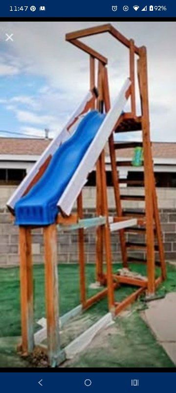 FREE WOODEN POOL SLIDE PLATFORM +SLIDE. YOU TAKE DOWN AND HAUL