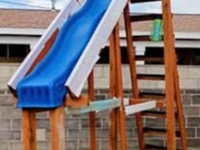 FREE WOODEN POOL SLIDE PLATFORM +SLIDE. YOU TAKE DOWN AND HAUL