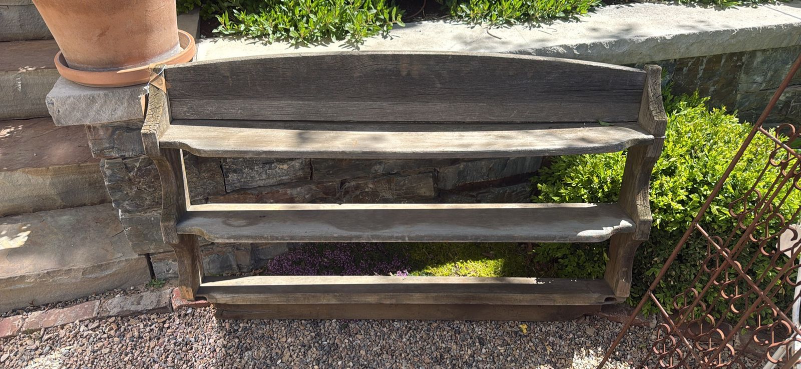 Antique Primitive outdoor wood shelf