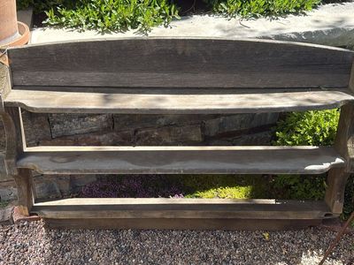 Antique Primitive outdoor wood shelf